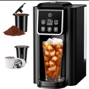 Hot & Iced Coffee Maker with Bold Setting  Reusable Filter,for K Cup and Grounds